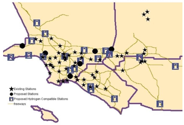 Figure 1 - Locations of the existing and the 26 proposed natural gas refueling stations graphic